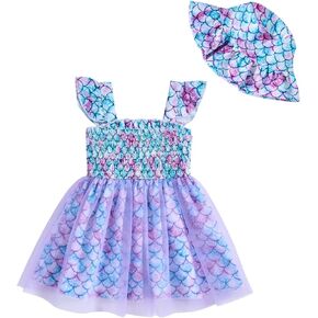 Baby Girl Clothes Toddler Girls Tulle Dress Infant Ruffle Halter Smocked Dresses Casual Sundress Summer Girls Outfit