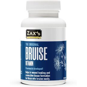 ZAX'S ORIGINAL Bruise Vitamin Pharmacist Developed Bruising Supplements Potent Bruising Swelling Reducer, Zinc, Vitamin K, D3, Ascorbic Acid, Citrus Bioflavonoids, 60 Caps, Combine Arnica Bruise Cream