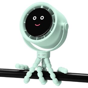 Stroller Fan Portable, Personal Fan for Travel, Air Turbo Tech & Digital display, Detachable 5 Speeds Rechargeable 360° Rotate Flexible Tripod Fan, For Home Office Stroller Camping - Black