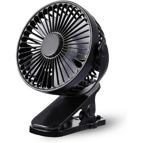 Portable Clip on Fan, Clip Stroller Fan, USB Rechargeable Personal Mini 360° Rotate Cooling Table Fan for Home Office Car Seat Crib Stroller Camping
