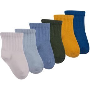 Bella Seamless-Toe Turkish Cotton Ribbed Crew Socks - Stylish and Cozy 6-Pack Baby & Toddler Socks