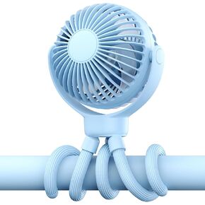 Portable Baby Stroller Fan - 3-Speed Flexible Tripod Personal Fan Clip on for Bed, Rechargeable Battery Powered, Newborn Summer Cooling Essentials for Car Seat, Bike, Sleep, Travel (Black)