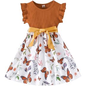 Toddler Girls Dress, Ruffle Sleeveless Summer Baby Girl Fashion Dresses 3-8Y