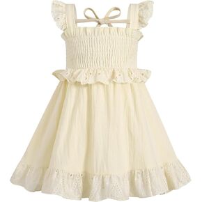 YOUNGER TREE Toddler Dress Baby Girls Cotton Ruffle Sleeveless Summer Dresses Kids Boho Beach Casual Sundress