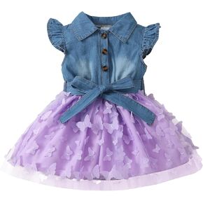 Toddler Girl Clothes Denim Tulle Dresses Baby Summer Tutu Sundress Outfit Toddler Princess Dress for Girls