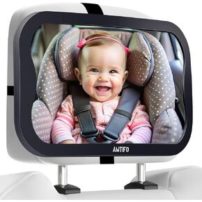 AMTIFO Shatterproof Baby Car Mirror - 360° Adjustable Rearview Mirror for Rear-Facing Car Seats, Clear Wide-Angle View, Easy Tool-Free Installation,Child Safety & Peace of Mind