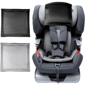 Satin Carseat Head Cover for Baby Silk Head Car Seat Cover for Babies Protection Soft Sleeping Hair Headrest Protector 2pcs Black and Silver for Boys Girls Infant
