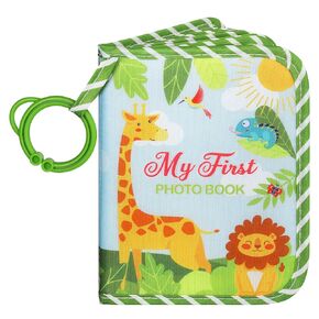 Lanpn Baby Photo Album Holds 17 4x6 Pictures, My First Soft Cloth Family Photo Book with Name Card & Name Tag Sticker, Fabric Kid Memory Keepsake Gift for Baby Shower Newborn Toddler Girl (Bear)