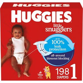 Huggies Size 1 Diapers, Little Snugglers Diapers, Size 1 (8-14 lbs), 198 Count (6 Packs of 33), Packaging May Vary