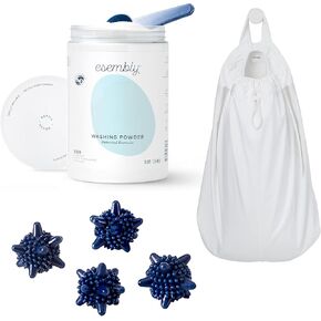 Esembly Laundry Essentials Bundle | Laundry Detergent Canister, Agitators (4-Pack), and Pail Pouch (Sea Salt)