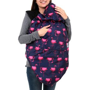 غطاء ملابس الأطفال المبطن الصوف - كل الأحوال الجوية - Flamingos Navy Pink