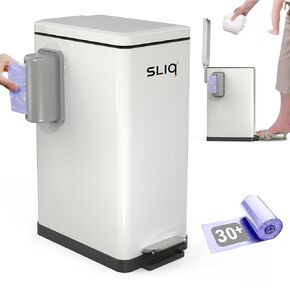 Sliq Baby Diaper Trash Can Odor Control, Small Diaper Pail, 3.2 Gal Baby Trash Can for Diapers, Disposal Bin for Nursery Garbage Pail, Anti Odor Bin with 30 Lavender Scented Refills