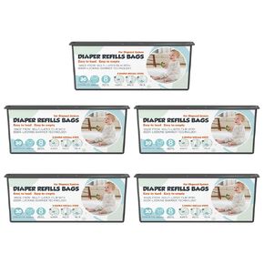 Diaper Pail Refills Bags with 30 Bags Compatible with Genie Easy Roll Signature and Platinum Diaper Pails, 7-Layer Odor-Barrier Technology, 6 Pack (180 Bag)