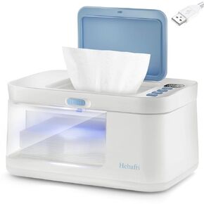 Baby Wipe Warmer and Baby Wet Wipes Dispenser, 10 Modes of Temperature Heating Control, Large Capacity with Night Light Portable Diaper Wipes Warmer for Newborn Baby, Baby Shower Gifts White
