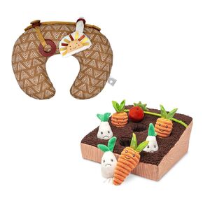 Bundle of Boppy Tummy Time Prop, Golden Sun with Arrows with Two Removable Toys + Boppy Learn and Grow Garden Toy for Baby to Toddler