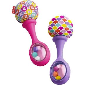 Fisher-Price Newborn Toys Rattle ‘n Rock Maracas, 2 Soft Musical Instruments for Developmental Play Babies Ages 3+ Months, Pink & Purple