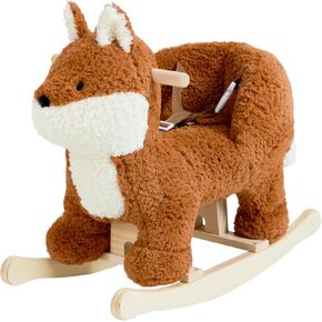 labebe - Baby Rocking Horse, Brownish Red Fox Rocking Horse with Seat Belt, Plush Animal Rocker for Kids, Stuffed Rocker Toy for Children 6M-3 Years Old Girl&Boy