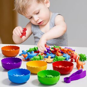 Counting Dinosaur Sorting Toy Set for 2 3 4 5 6 Years Old Boys Girls - Color Matched Game, Toddler Preschool Learning Activities Toys for Kids Ages 2-4, 3-5, 4-8, Birthday Gifts Sensory Toys