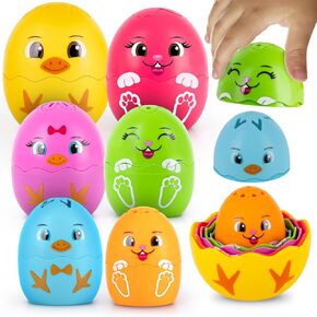 ArtCreativity Easter Stacking Egg Bath Toy - Set of 9 - Colorful Baby Stacking Toys for Toddlers Bath Time Fun - Stackable Bunny Eggs Nesting Chicks - Early Learning Bathtub Toys - Baby Shower Toys
