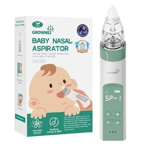 GROWNSY Nasal Aspirator for Baby, Electric Nose Aspirator for Toddler, Baby Nose Sucker, Automatic Nose Cleaner with 3 Silicone Tips, Adjustable Suction Level, Music and Light Soothing Function