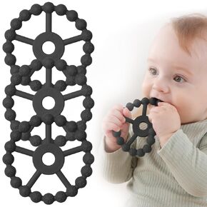 3 Pack Ring Teether Baby Infant Toys, Silicone Teething Ring Toys for Babies 0-6 Months, Seposeve Baby Teethers 6-12 Months 12-24 Months, Easy to Grasp Toy, Baby Teething Relief, Purple Pink White