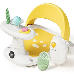 Baby Bath Seat for Babies 6 Months & Up Bath Seats for Babies Sitting Up Non-Slip Infant Bathtub Chair with Suction Cups & Water Thermometer for Toddlers Sitting Up, Easy to Clean (Gray)