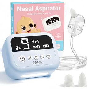 heyvalue nasal abortor for baby ، مصاصة أنف في المستشفى مع 9 مستويات الشفط ، وضوء ليلي وقافية الحضانة ، وشفط الأنف الكهربائي للطفل مع نصائح السيليكون من فئة الطعام
