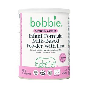 Bobbie Organic Gentle Infant Formula, Milk Based Powder with Iron, DHA, Vitamin D & 100% Lactose Like Breast Milk, For Fusiness, Crying & Digestive Health, Newborn Baby-12 Months Old, 14.1 oz, 1 Pack