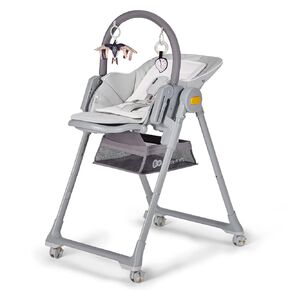 Kinderkraft LASTREE Foldable Baby High Chair for Babies and Toddlers with Reclining Function, Play Bar, Adjustable Tray and Footrest in Grey
