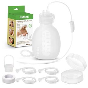 haakaa Supplemental Feeding Tube & Pouch Set,Baby Supplemental Nursing System,SNS Breastfeeding System,Food Grade Silicone