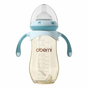 Baby Bottles, Anti Colic Breastfeeding Bottles with Medium Flow Nipples Size ＋, Wide Neck Baby Bottle for Babies, Newborn, Preemie 6+ Months, BPA Free (Blue, PPSU, 8 Ounce, 1 Pack)