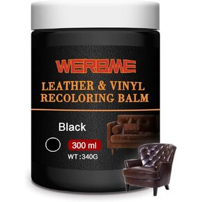 Leather Recoloring Balm, 10 OZ Black Leather Dye Recolor, Leather Scratch Remover, Leather Repair Kit for Furniture Restore & Renew Restore Cracked, Scuffed and Peeling Leather