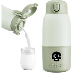 Portable Bottle Warmer for Travel,Formula Container to Go 12.8oz Baby Bottle Warmer with 2-Min Fast Heating,Milk Warmer for Baby Travel Essential with Long Time Keep Warm Function