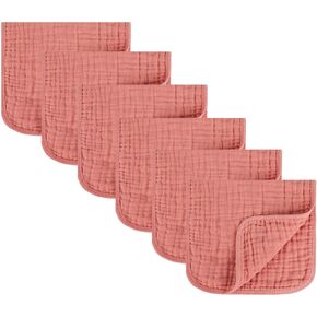 Baby Burp Cloth 100% Cotton Newborn Cotton Muslin Burp Cloth 10x20 inches (Pink & Coffee 5 Pieces)