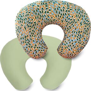 2 Pack Ultra Soft Nursing Pillow Covers for Baby Girl & Boy, Stretchy Boppy Compatible Cover for Breastfeeding Pillows, Easy to Use & Clean (Beige,Wild Floral)