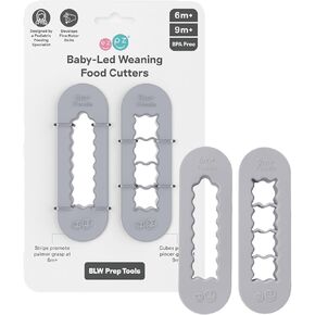 ezpz Baby Led Weaning Food Cutters | 2 Pack | For Ages 6 Months to 9 Months + (Pewter)