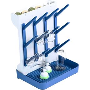 SuoXing Baby Bottle Drying Rack Space Saving,Large Vertical Baby Bottle Storage Organizer & Bottle Dryer Rack for 12 Pc 8 oz Bottles and Baby Accessories,Pump Parts,Pacifiers or Brush Stand,Smart Grey