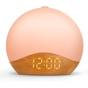Sunrise Allad Clock Machine صوت الضوضاء البيضاء مع 26 صوتًا مهدئًا ، 17 ضوءًا ليليًا ، مكبر صوت Bluetooth ، Wake Up Light Clock لغرف النوم ، النائمون الثقيلون ، هدية مثالية للطفل ، الأطفال ، كبار السن