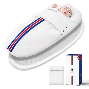 evoceler Baby Swaddle Sleep Sack - All-Season Swaddle with Temperature Monitor & Supportive Mattress, Organic Cotton Wearable Blanket, Soft and Breathable, Reduces Startle Reflex (3-6 Months, S)