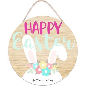 Easter Door Decorations Happy Easter Bunny Wooden Door Hanger Bunny Hanging Door Wall Welcome Sign for Home Indoor Outdoor Easter Decor Supplies