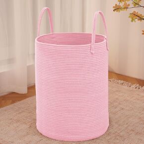 Large Woven Laundry Basket Hamper,60L Cotton Rope Storage Bin for Blankets,Toys and Clothes,Decorative Tall Nursery Hamper for Living Room,Baby Nursery,Bathroom and Bedroom,Golden Jute