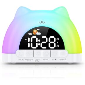 Kids Alarm Clock, Ok to Wake Alarm Clock for Kids, Toddlers Sleep Training Clock with 11 Colors Night Light, Brightness Adjustment, Dual Alarms for Girls Boys Children