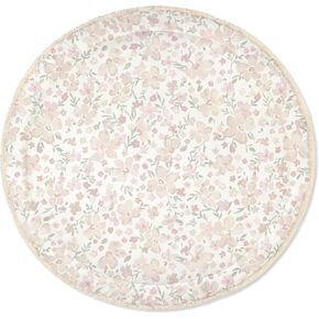 MakeMake Organics Organic Play Mat GOTS Certified Organic Cotton Nursery Floor Machine Washable Reversible Non Toxic Activity Mat Tummy Time Crawling Pad Thick Quilted (Round 48", Dotty + Solid Ivory) in Kuwait