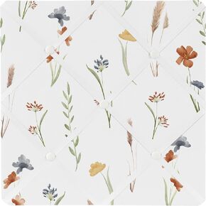 Sweet Jojo Designs Boho Floral Garden Flower Girl Fabric Bulletin Board Picture Memo Photo for Nursery Wall Bedroom Home Office Room Decor 13x13 Watercolor Bohemian Farmhouse Wildflower Vintage Shabby