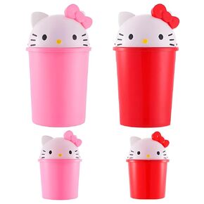 2 Gallons Cute Pink Kids Trash Can Bedroom Girls, Girl Room Nursery Bathroom Decor 3-7 Years Old, Small Trash Waste Bin Plastic Mini Garbage Can with Lid