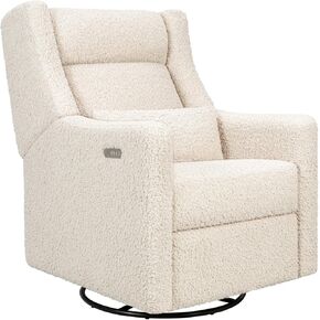 babyletto Kiwi Electric Power Glider Recliner Nursery Chair w/USB Ports - Water & Stain Resistant Glider Rocking Chair for Nursery - GREENGUARD Gold Certified - 270° Swivel Rocker Recliner - Cream