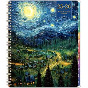 2025 Planner - Planner 2025, Jan 2025 - Dec 2025, 2025 Planner Weekly and Monthly, 8.5" x 11" 2025 Calendar Monthly Planner with Tabs& Pocket, Flexible Cover, Twin-Wire Binding- Oil Painting