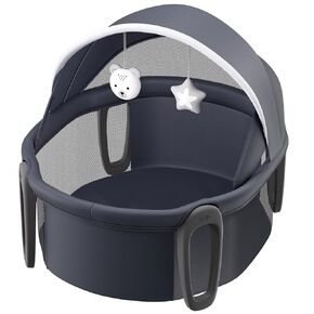 VEVOR Portable Baby Bassinet, On-The-Go Baby Dome with Canopy & Developmental Toys, Quick-Folding Travel Crib, Lightweight Baby Cradle Infant Bed for Indoors/Outdoors, Suitable for 0-6 Months Newborns
