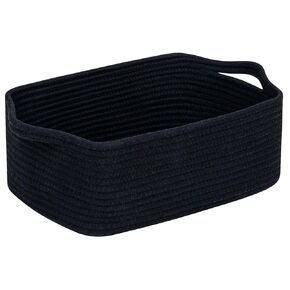 CubesLand Cute and Durable Small Cotton Rope Basket for Organizing, Woven Closet Storage Bin,Shelves Closet Storage Basket, Bathroom Storage Organizer Bin, Nursery Toy Basket Bin, White Basket