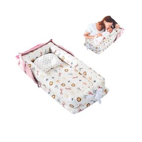 Baby Lounger for Newborn Portable Bag,Baby Nest Co Sleeping for Baby in Bed with Pillow,Newborn Lounger Adjustable Size & Strong Zipper Lengthen Space to 24 Months(Gray Thousand Bird Check)